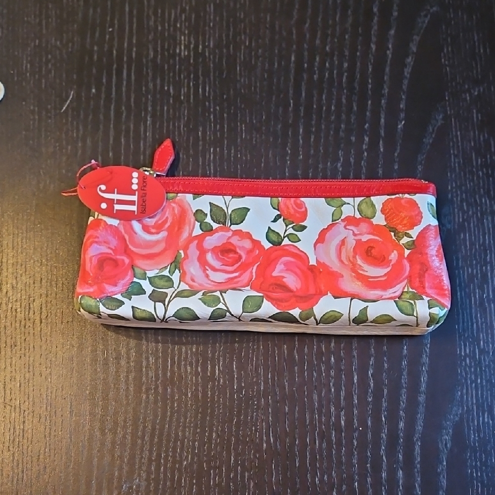 Isabella Fiore Red Rose Print Zip Card & Key Pouch